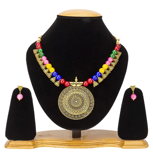 Beautiful Nice Contemporary Brass and Beads Traditional Necklace Set