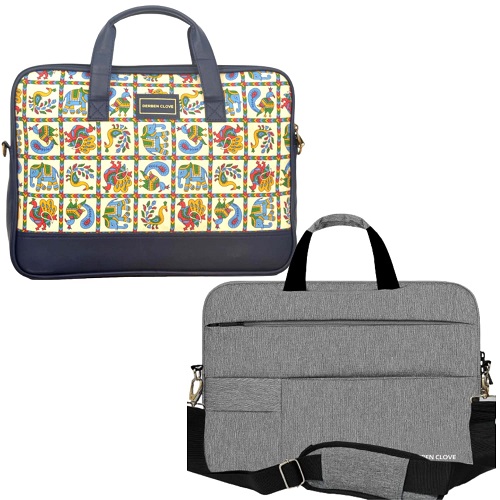 Combo of 2 Laptop Messenger Shoulder Office Bag Grey and Multi Colored