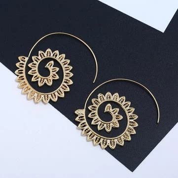 Designer Unique Geometric Alloy Hoop Earring for Girl and Women Golden