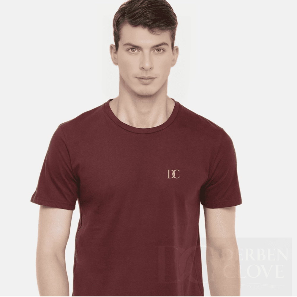 Unisex Branded Initials DC Tees lightweight Breathable TShirt Regular Fit - Maroon