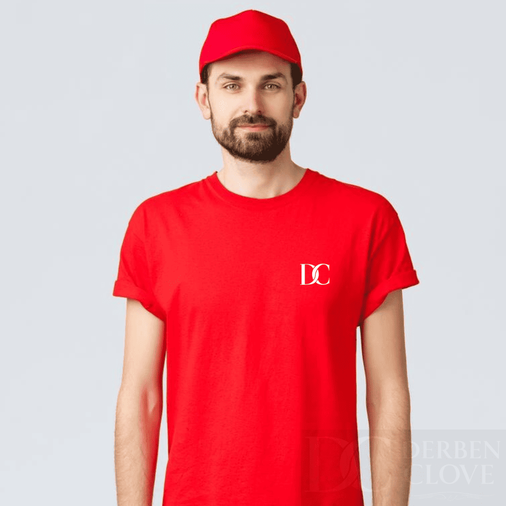 Unisex Branded Initials DC Tees lightweight Breathable TShirt Regular Fit - Red