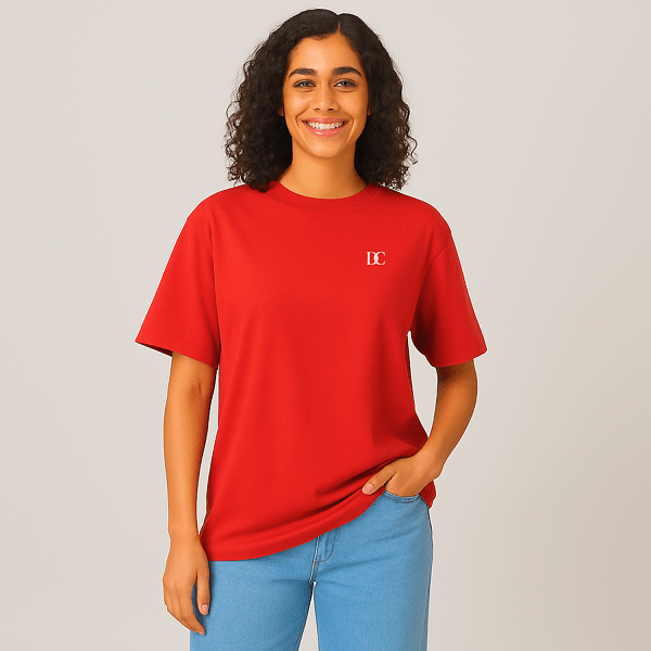 Red Oversized Tees for Women | Loose Baggy Cotton Gym T Shirt