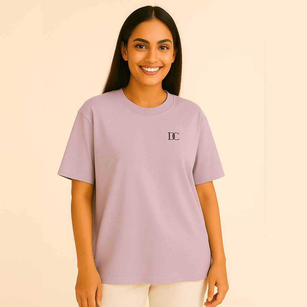 Lavender Cotton Oversized T Shirt Women | Loose Baggy Plain Tees
