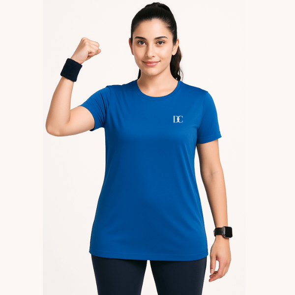 Women's Royal Blue Gym T Shirt | Raglan Sports Tee Shirt