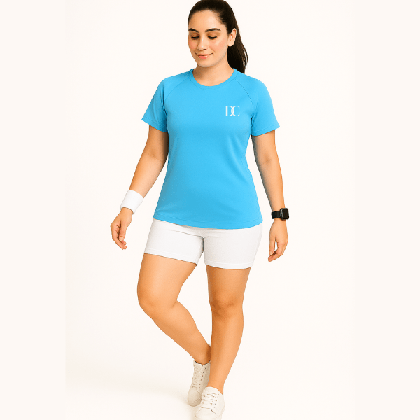 Sky Blue Raglan Sleeve Gym T Shirt for Women | Sports Tee