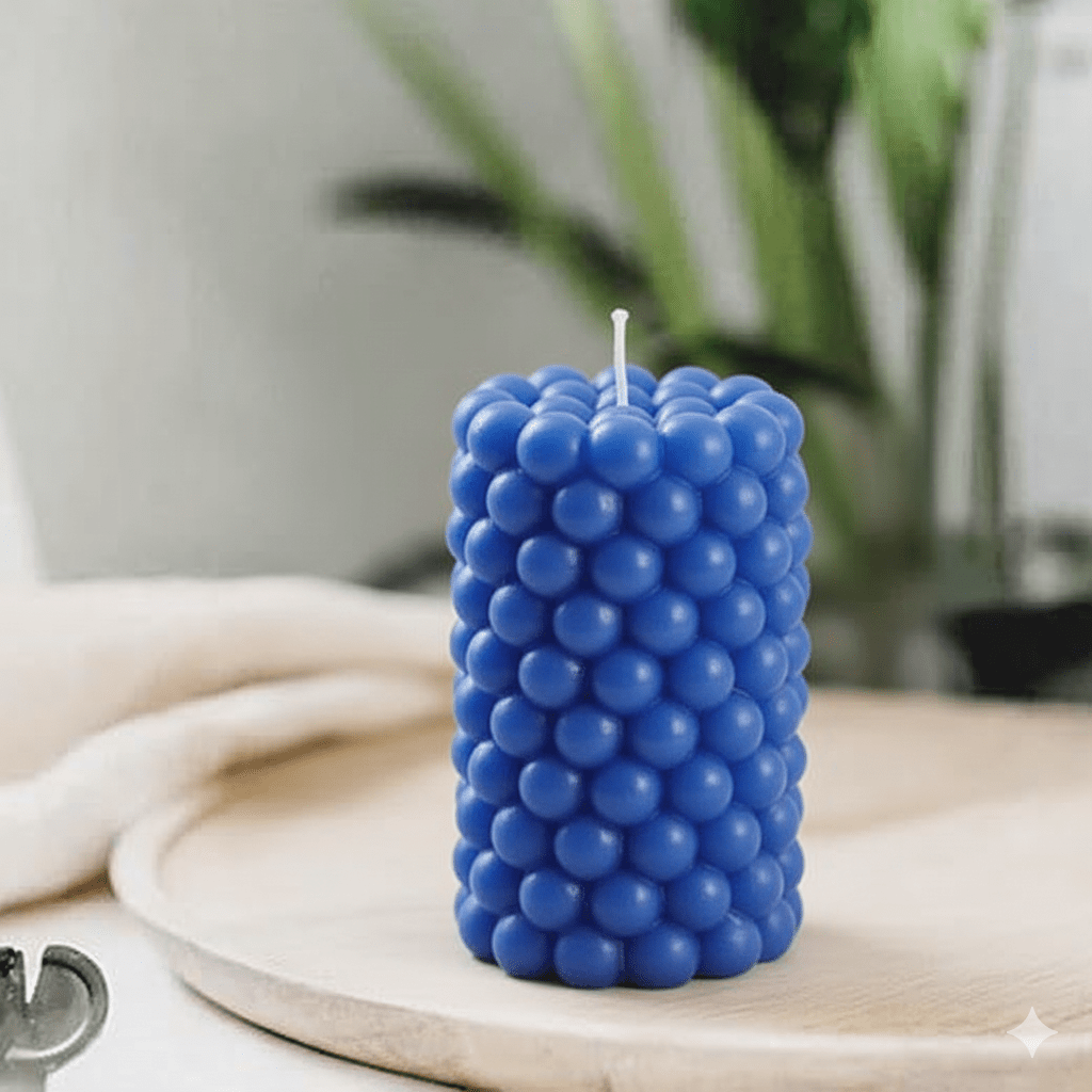 Luxury BLUE Scented Candle Long Bubble Pillar Fancy Candles