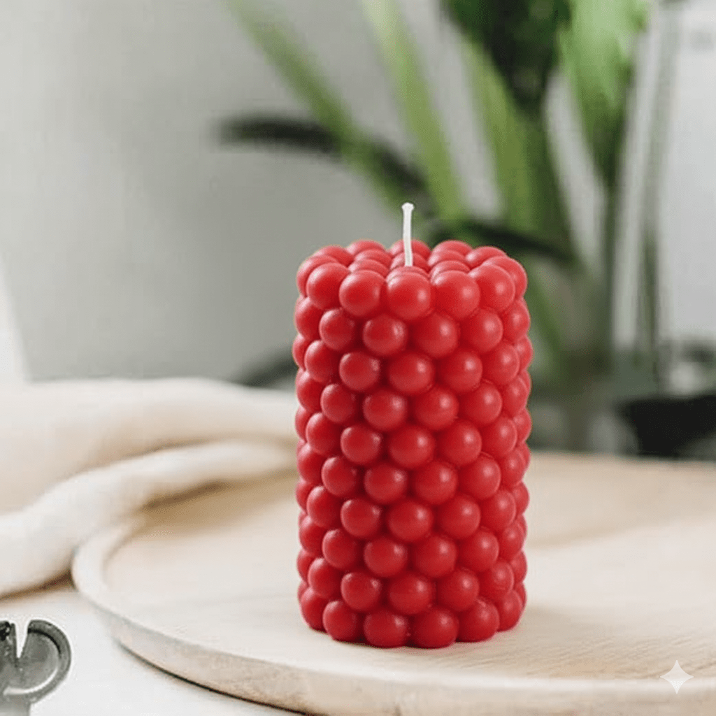 Luxury Red Bubble Pillar Candle Scented Long Fancy Pillar Candles