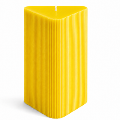 Large Triangle Ribbed Scented Pillar Candle yellow