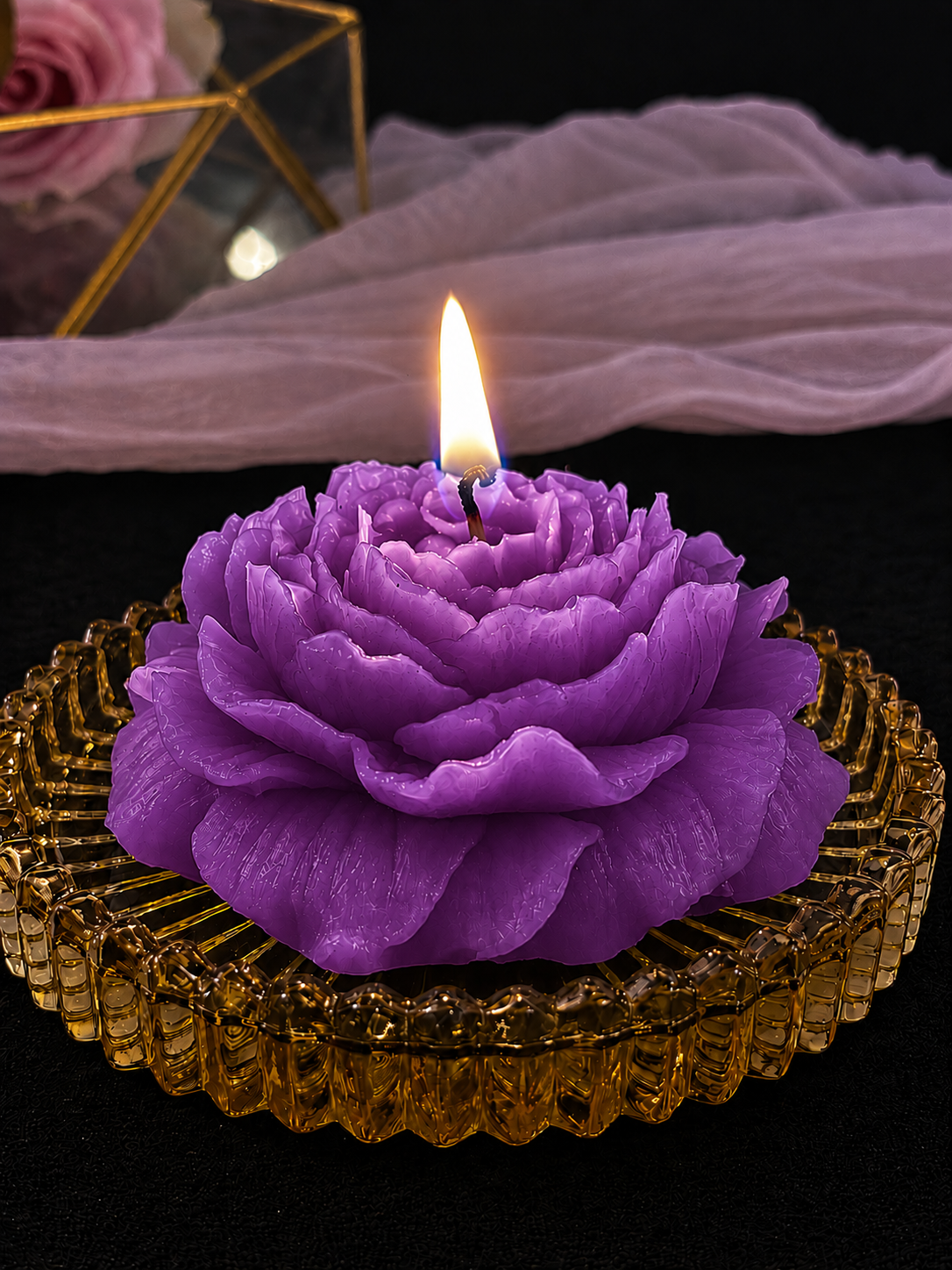 Premium Purple Flower Soy Wax Decorative Candle