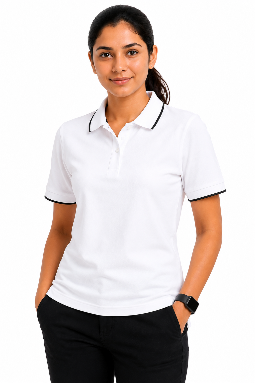 White Polo Formal T Shirt for Women | Office Wear T Shirt Ladies