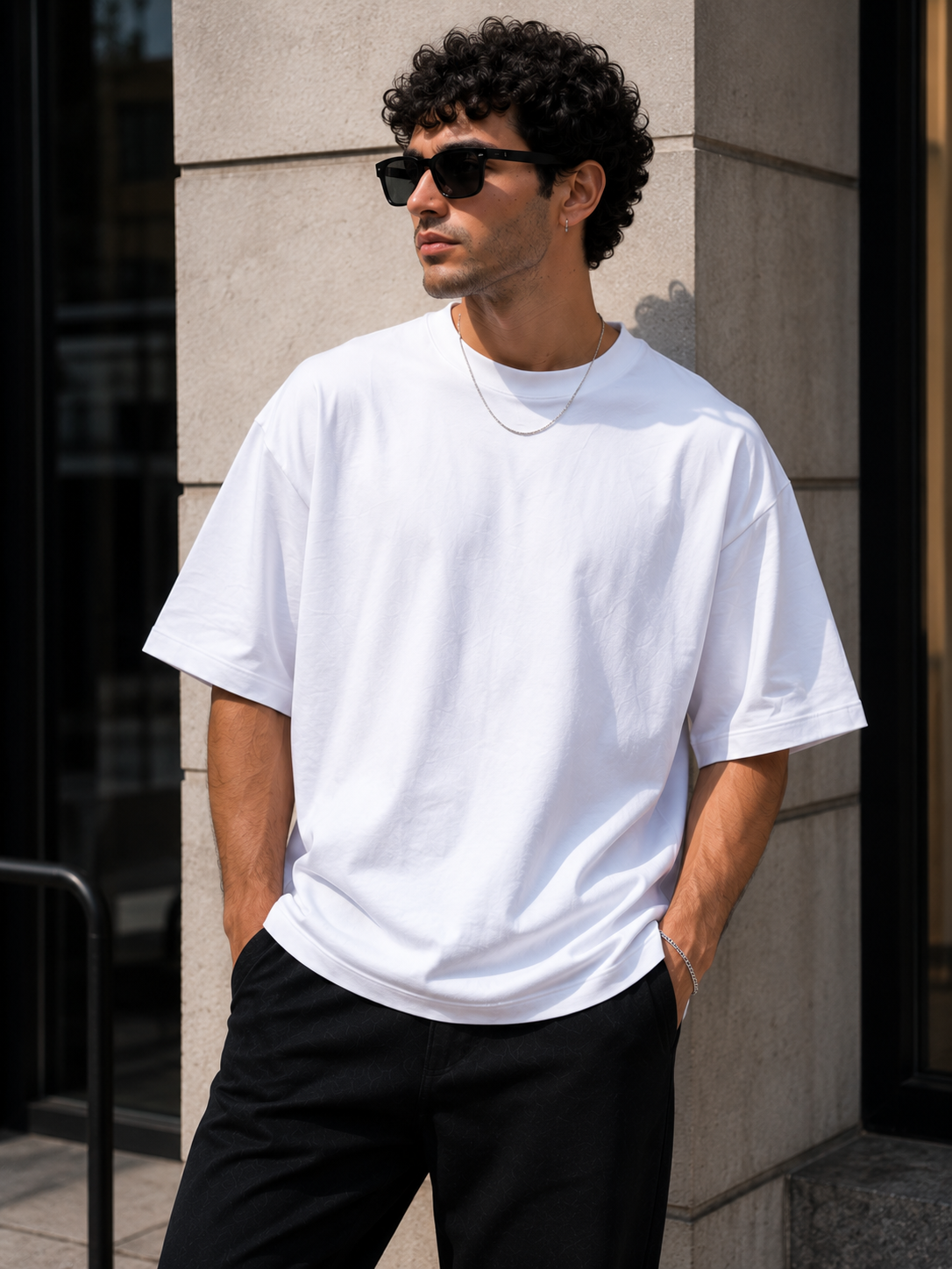 Oversized T Shirt Men WHITE | Plain Over Sized T Shirt for Men Cotton