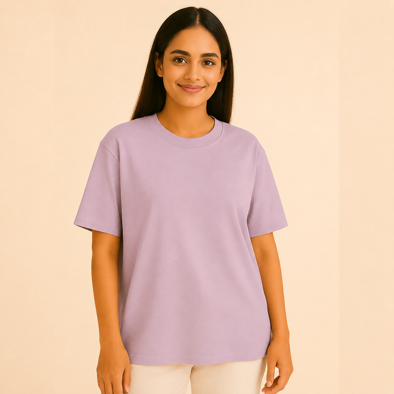Lavender Cotton Oversized T Shirt Women | Loose Baggy Plain Tees
