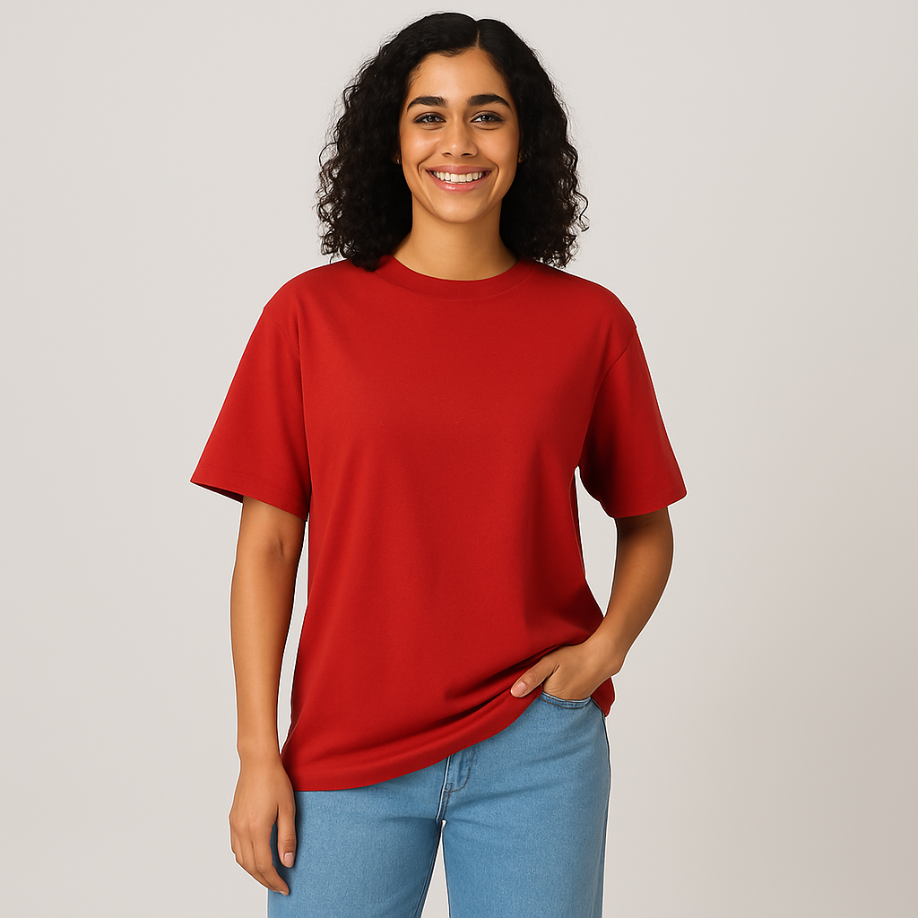 Red Oversized Tees for Women | Loose Baggy Cotton Gym T Shirt