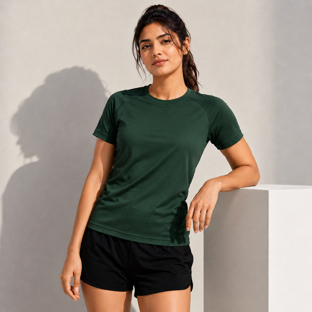 Green Sport T Shirt Women | Gym, Running, Football Tee