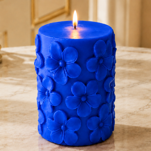 Derben Clove Floral Scented Pillar Candles for Party - ROYAL BLUE