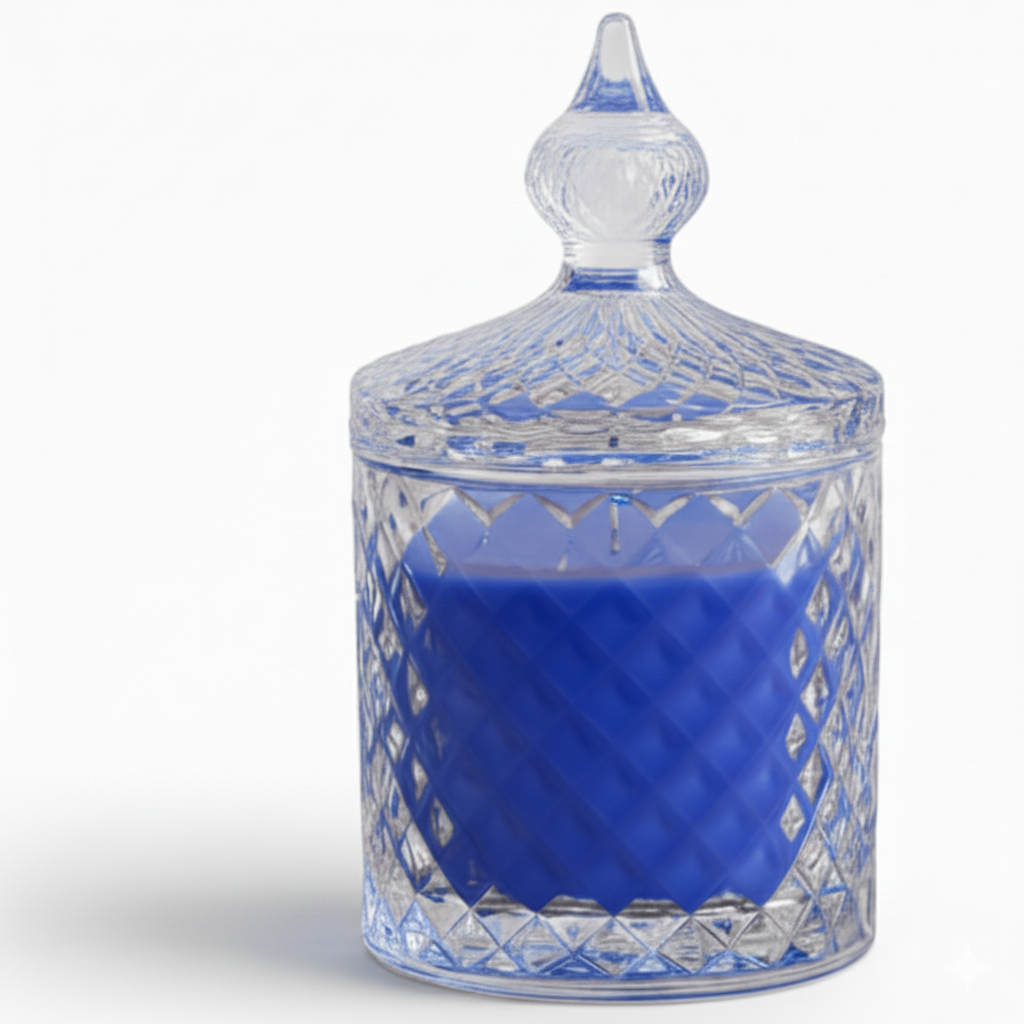Premium Round Glass Jar Scented Candle - BLUE