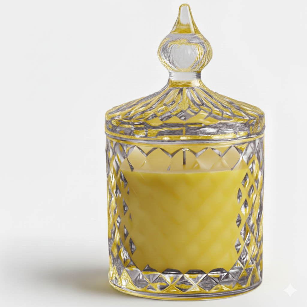 Premium Round Glass Jar Scented Candle - YELLOW