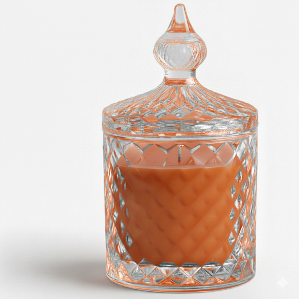 Premium Round Glass Jar Scented Candle - ORANGE