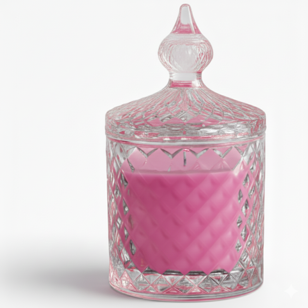 Premium Round Glass Jar Scented Candle - PINK