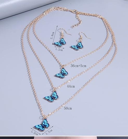 Modern Butterfly Multi Layered Alloy Necklace set for Girls