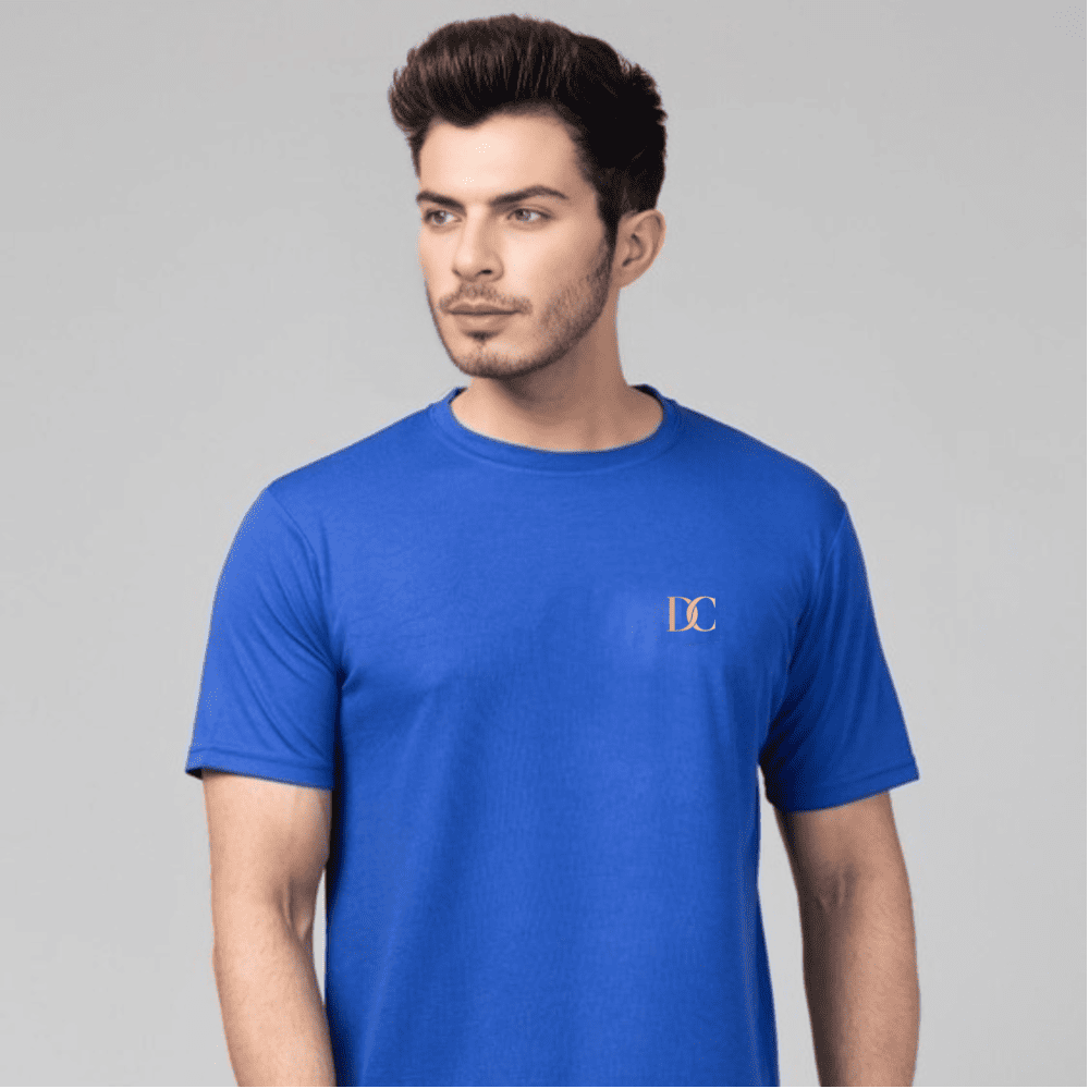 Unisex Branded Initials DC Tees lightweight Breathable TShirt Regular Fit - Royal Blue