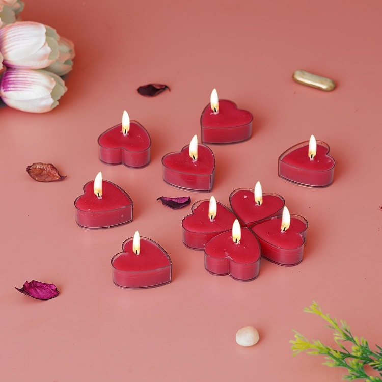 Derben Clove RED Heart Shaped Candles Pack of 10