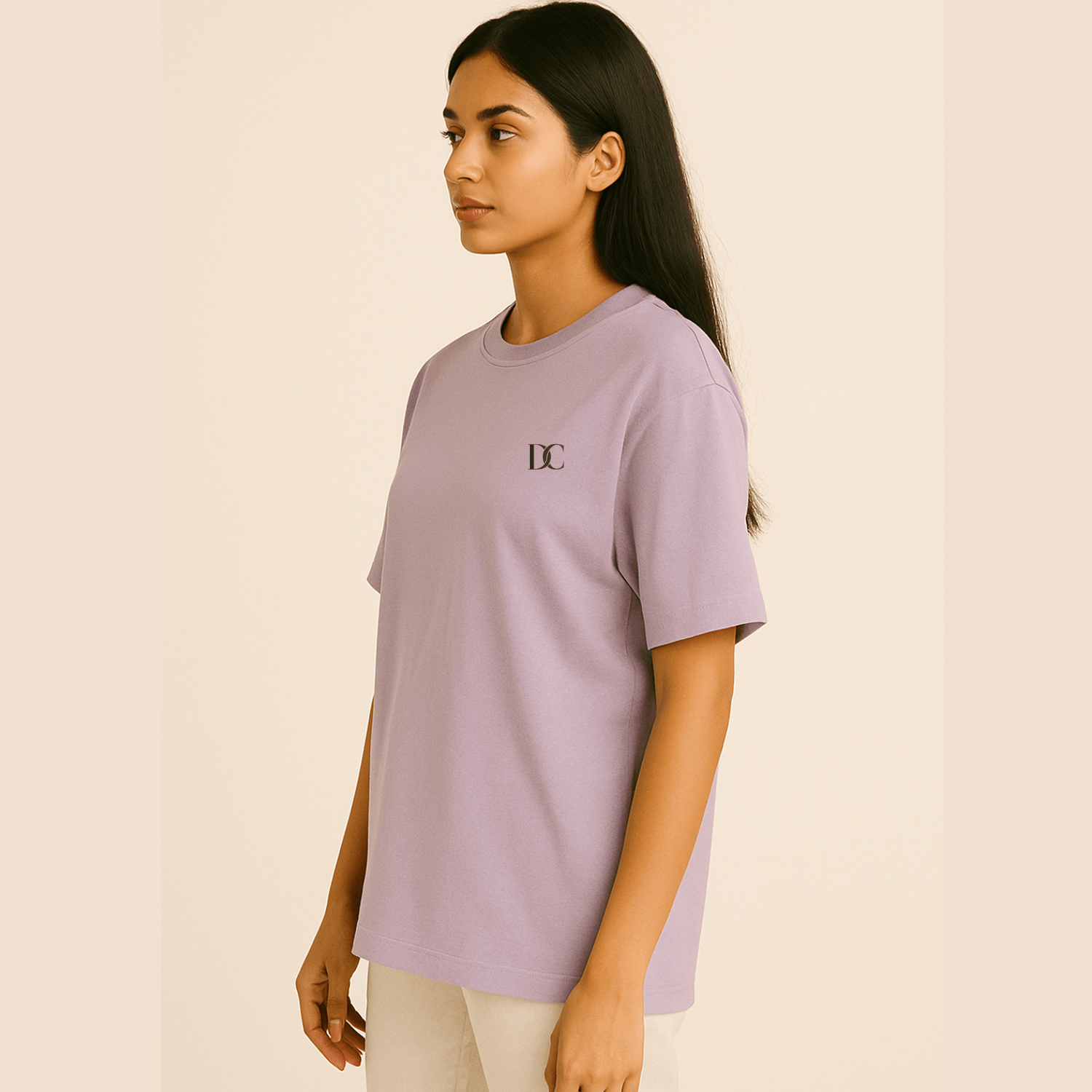 Lavender Cotton Oversized T Shirt Women | Loose Baggy Plain Tees