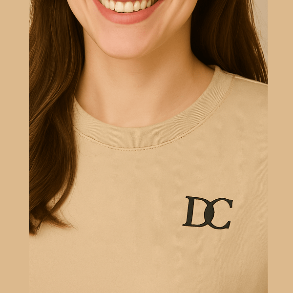 Beige Oversized Tees for Women | Loose Fit Plain Cotton T Shirt