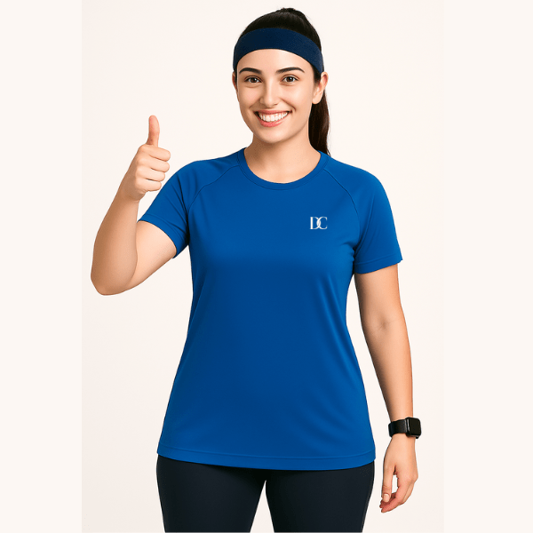 Women's Royal Blue Gym T Shirt | Raglan Sports Tee Shirt