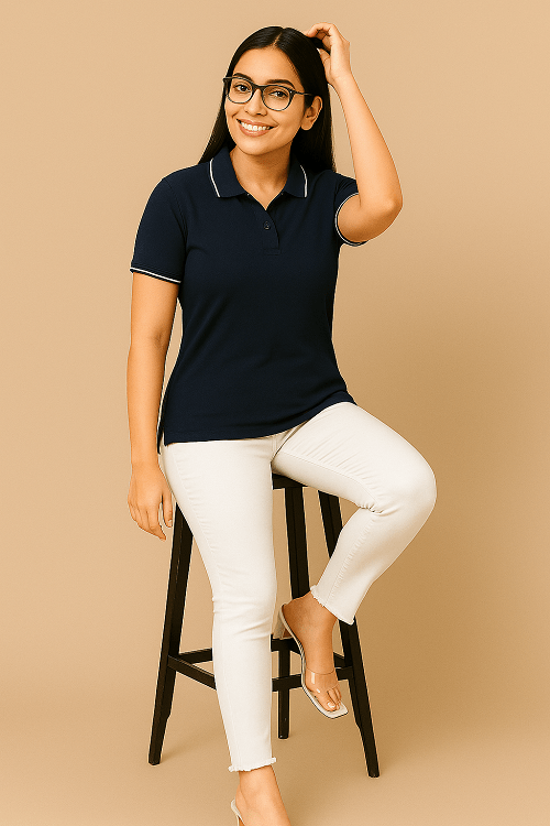 Regular fit formal polo t shirt for women with collar for office wear