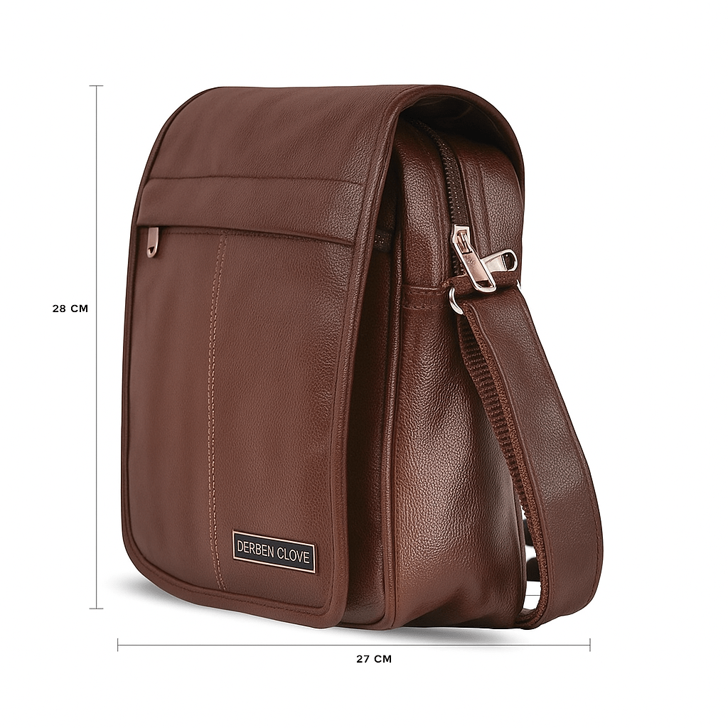 Spacious Leather Travel Messenger Side Sling Bag For Men and Women