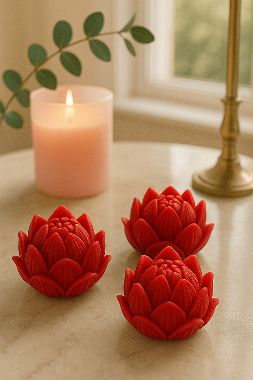 Soy Wax Rose Scented Candle Designer Aroma Fragrance Candle -  Red