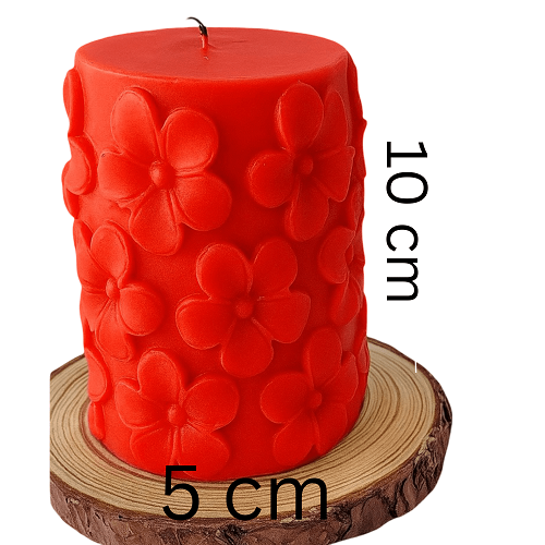Derben Clove Floral Scented Pillar Candles for Party - RED