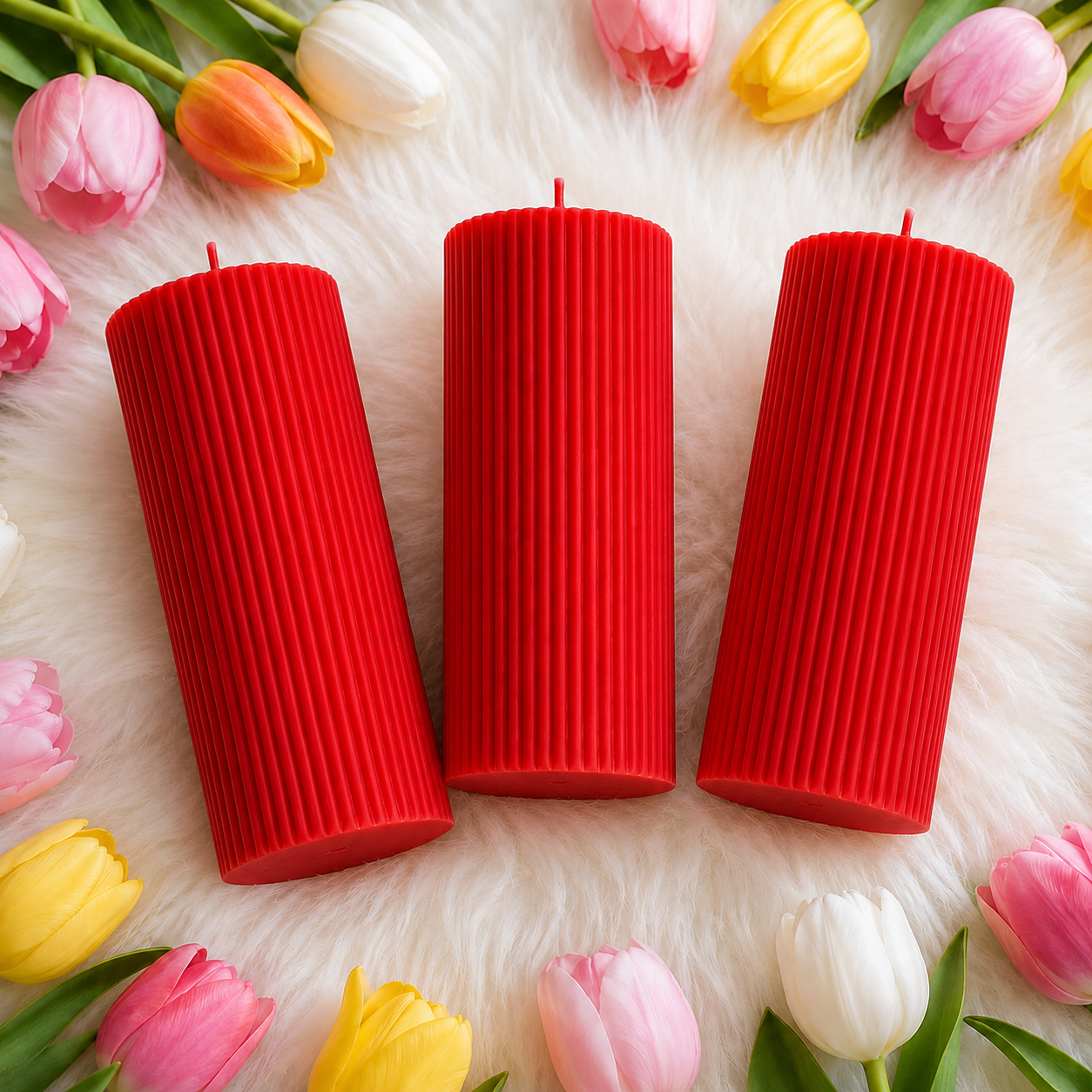 Luxury Red Spiral Pillar Scented Perfume Candle Online
