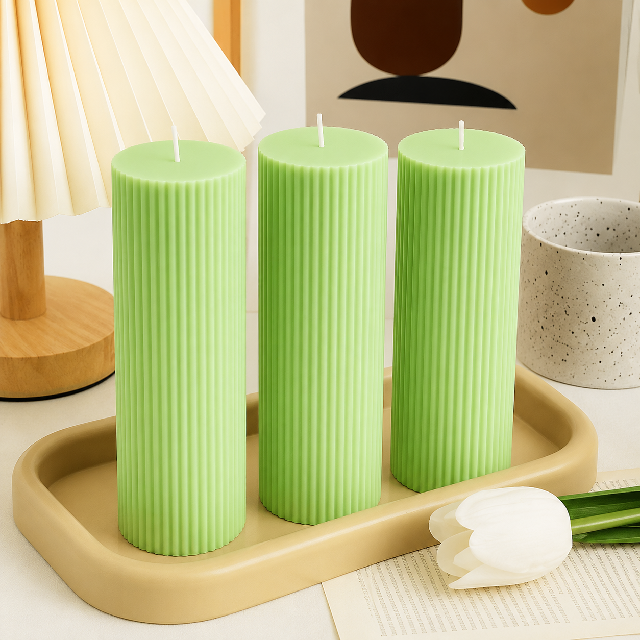 Luxury Spiral Pillar Scented Perfume Candle GREEN