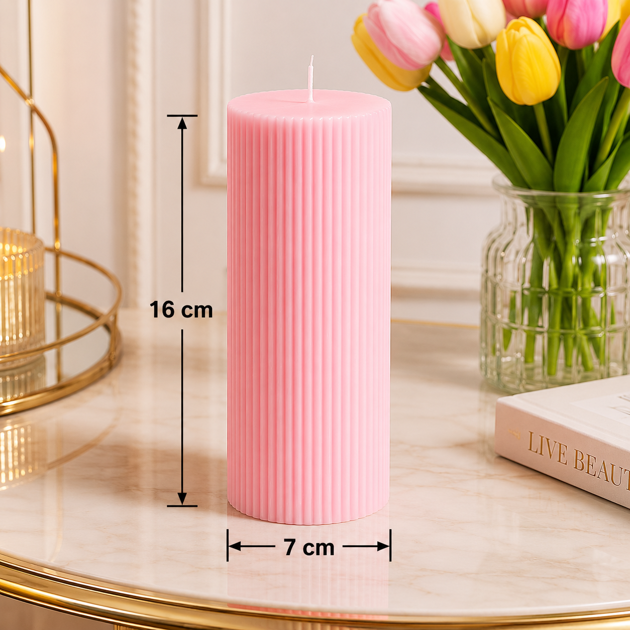 Luxury Spiral Pillar Scented Perfume Candle PINK