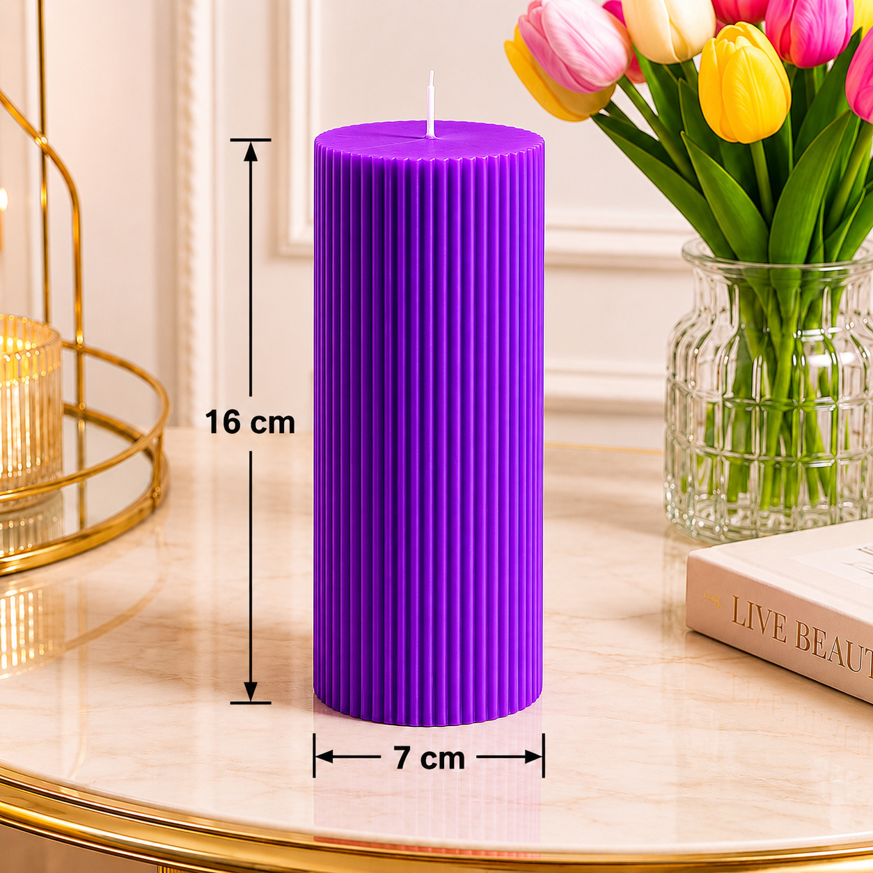 Luxury Spiral Pillar Scented Perfume Candle Purple