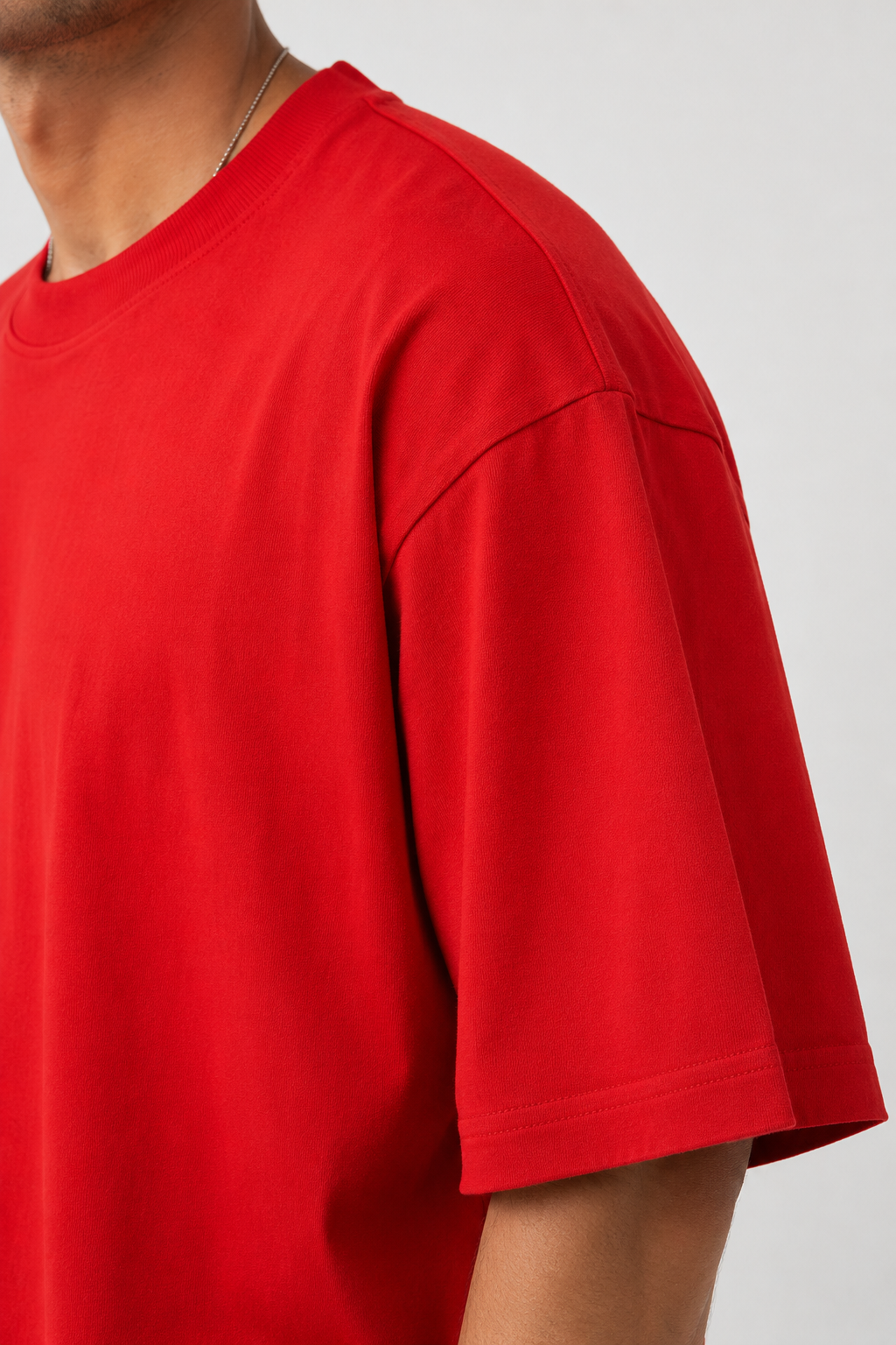 Red off shoulder cotton oversized t shirt men love for gym & casual