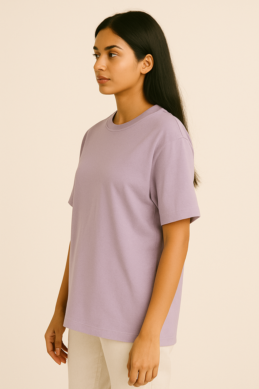 Lavender Cotton Oversized T Shirt Women | Loose Baggy Plain Tees
