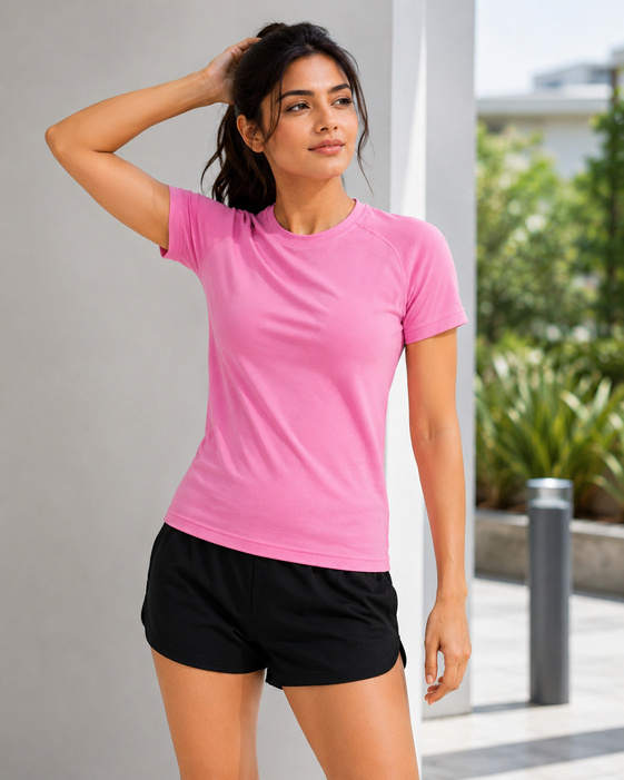 Pink Sport T Shirt Women | Gym, Running, Football Tee