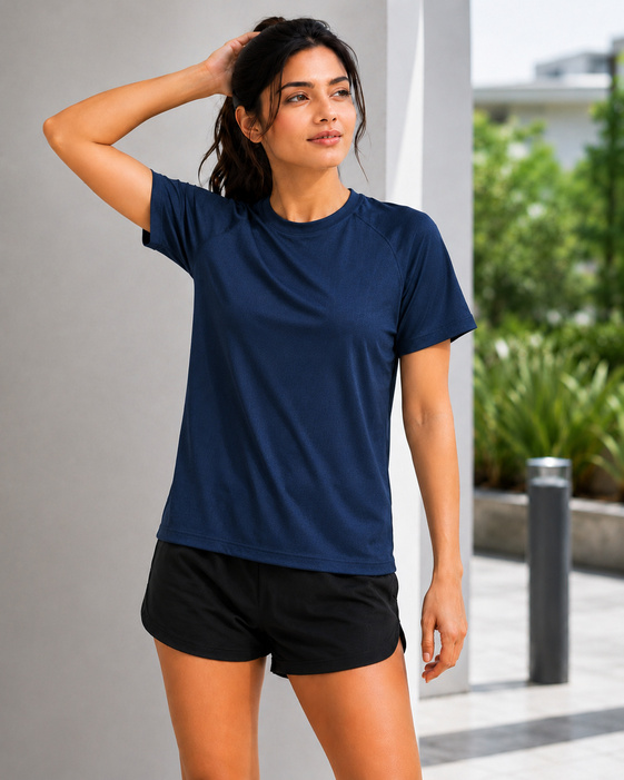 Navy Blue Sport T Shirt Women Gym, Running, Football Tee