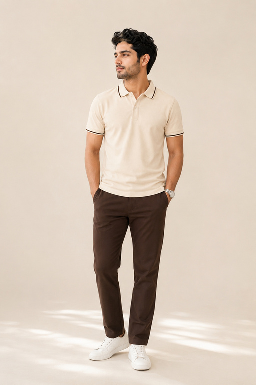 Neck Polo T Shirt – Classic Beige Collar T Shirt Formal Wear