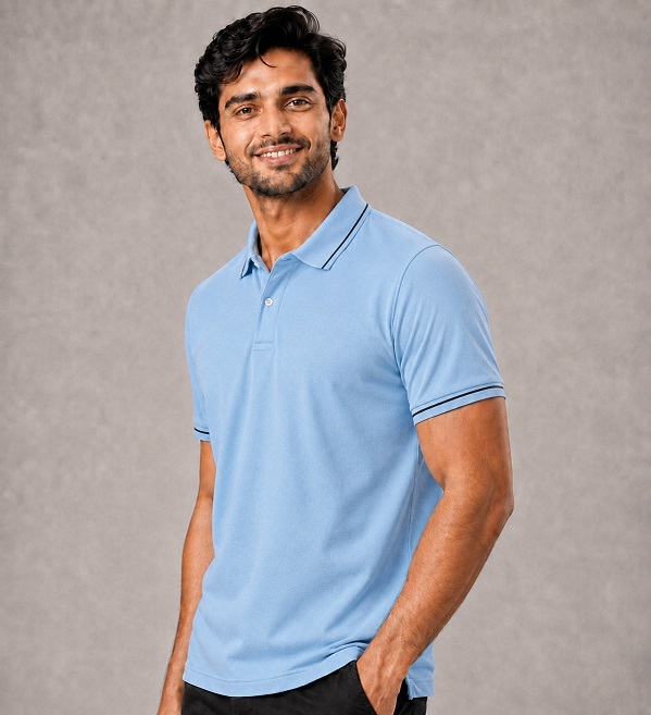 Sky Blue Polo Collar T Shirt for Men – Best Formal T Shirts Style