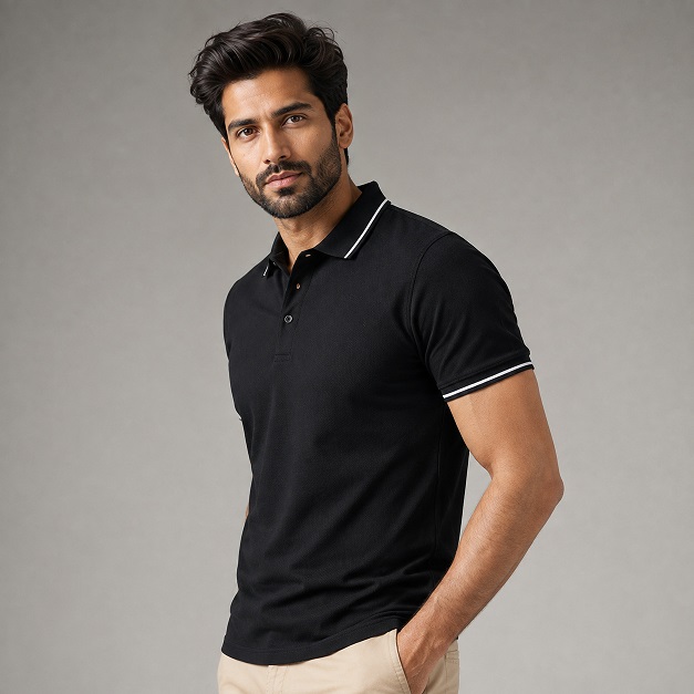 Polo Neck T Shirt – Premium Formal T Shirt for Men Black