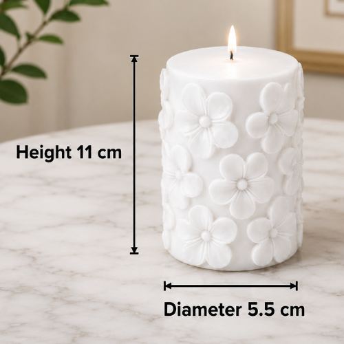 Derben Clove Floral Scented Pillar Candles for Party - WHITE