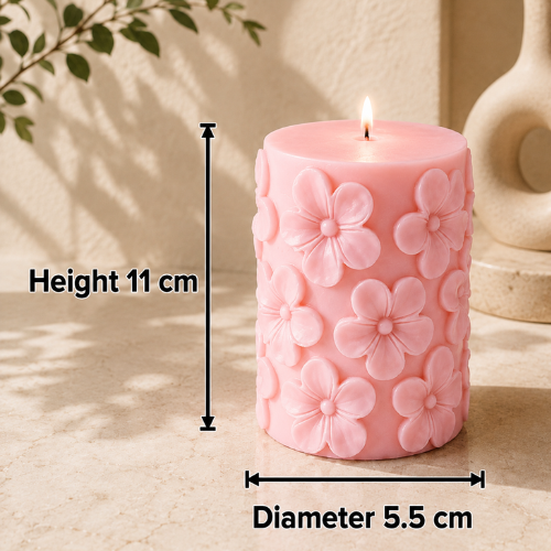 Derben Clove Floral Scented Pillar Candles for Party - PINK