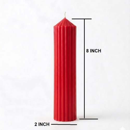 Premium Red Ribbed Tall Pillar Candle for Home Décor RED