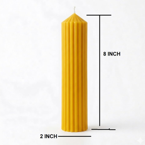 Premium Ribbed Tall Pillar Candle for Home Décor YELLOW