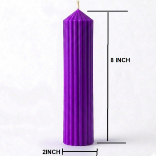 Premium Ribbed Tall Pillar Candle for Home Décor PURPLE