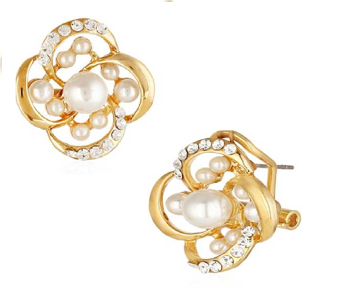 Korean Luxuriate Alloy Zircons Earrings with Beautiful Flower Design